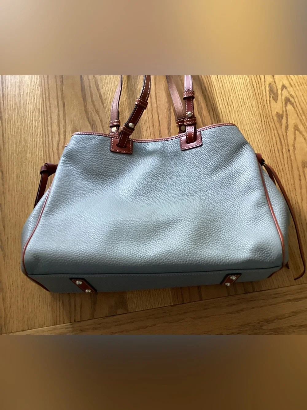 Dooney & Bourke Light green Pebble Leather Tote with Brown Trim - Picture 5 of 9